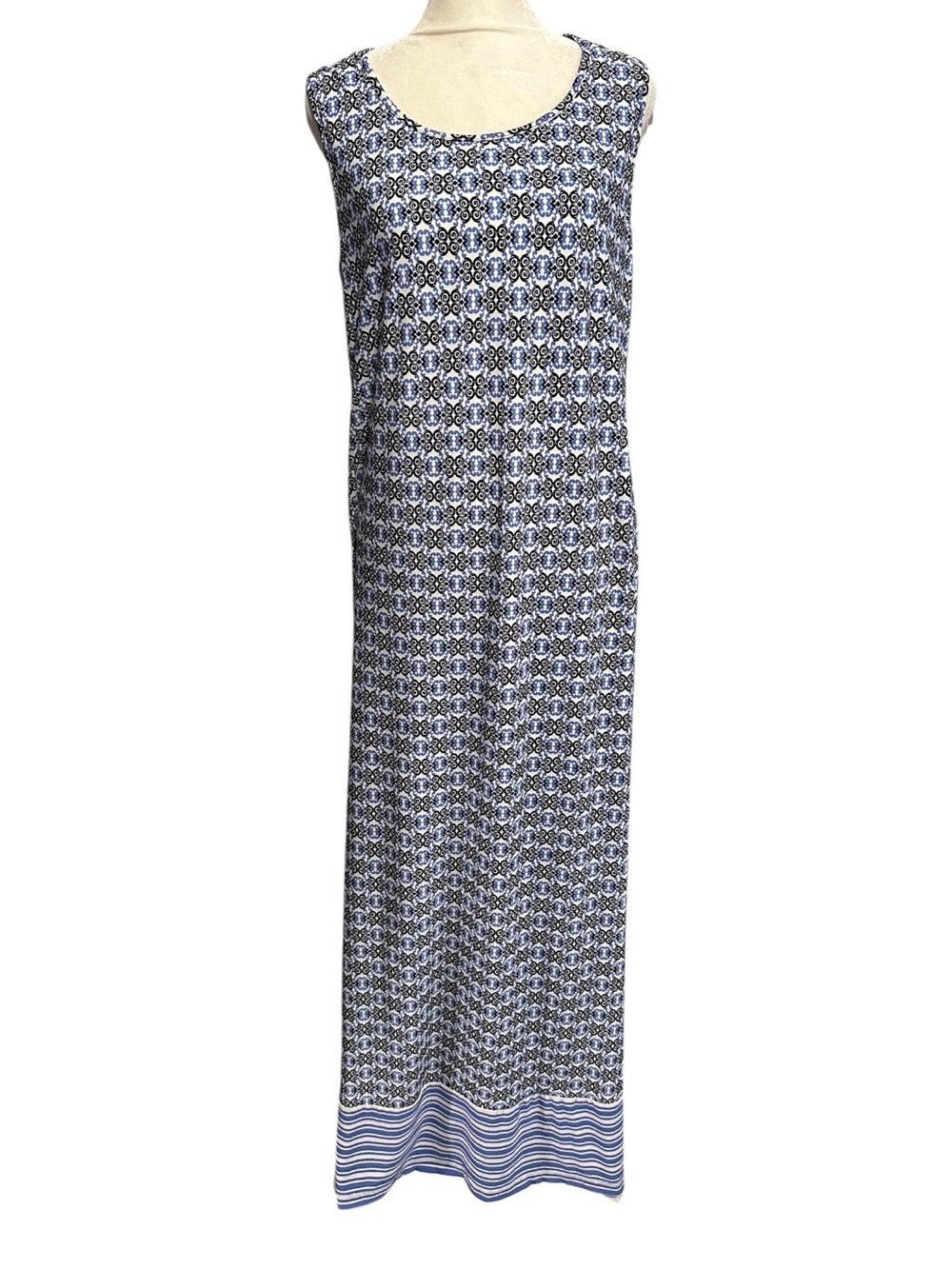 Chico's Blue and Black Patterned Dress size 2